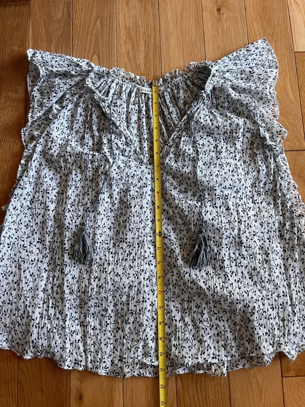 Ulla Johnson Anja Ruffle Flutter Sleeve Floral Top Blouse White Blue Floral Sz 2
